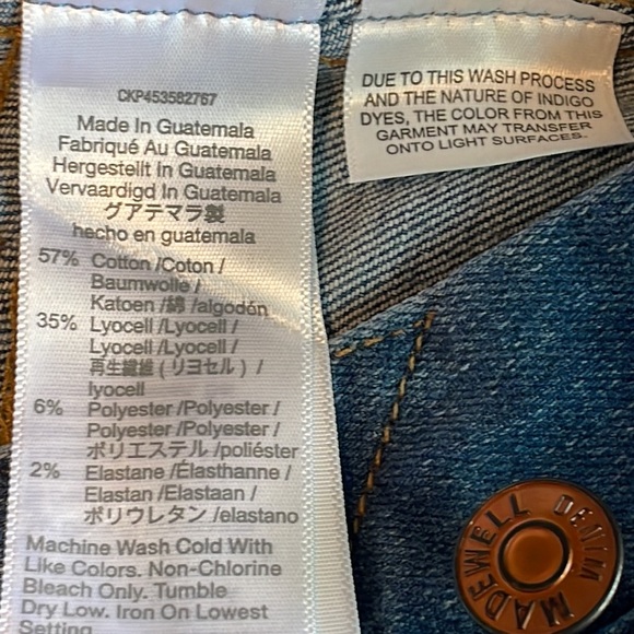 Madewell Button Fly Skinny Jeans High Rise Size 26-Magic Pockets NWT - Picture 11 of 13